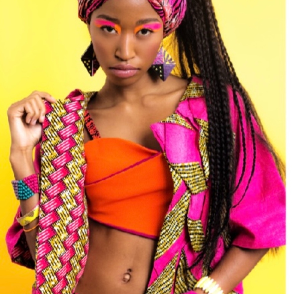 Pink Colorblock African Print Jacket